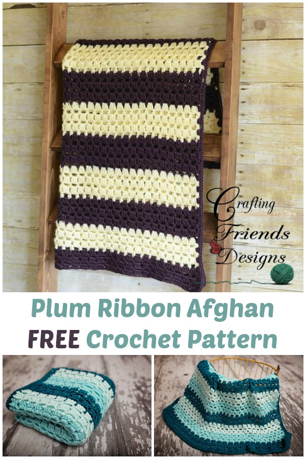 Plum Ribbon Afghan crochet pattern