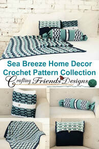 Sea Breeze Bolster Pillow crochet pattern collection by Crafting Friends Designs