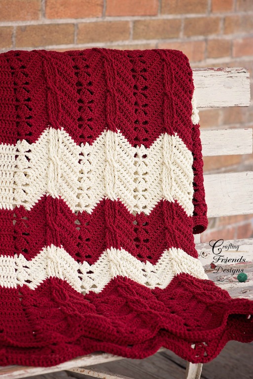Classic Cable Chevron Afghan Crochet Pattern