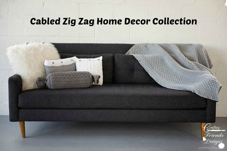 Cabled Zig Zag Home Decor Crochet Pattern Collection