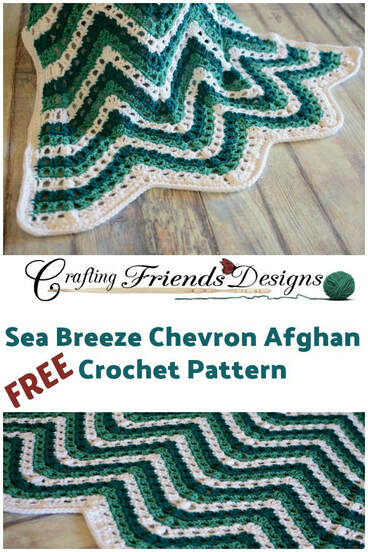 Sea Breeze Chevron Afghan FREE crochet pattern by Crafting Friends Designs