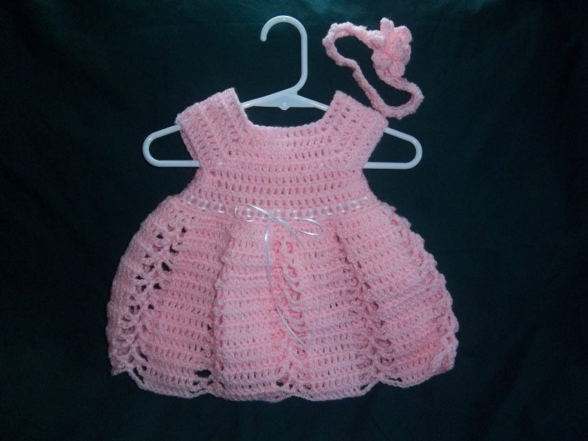 Ribbon & Lace Infant Dress & Afghan set Crochet Pattern