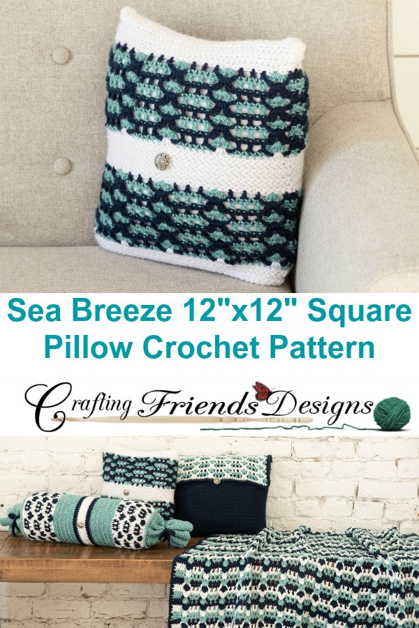 Sea Breeze 12 inch by 12 inch square pillow crochet pattern