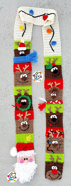 Santa's Reindeer Sampler Scarf crochet pattern